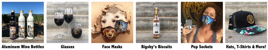 Picture of aluminum wine bottles, glasses, masks, biscuit bottles & hats 