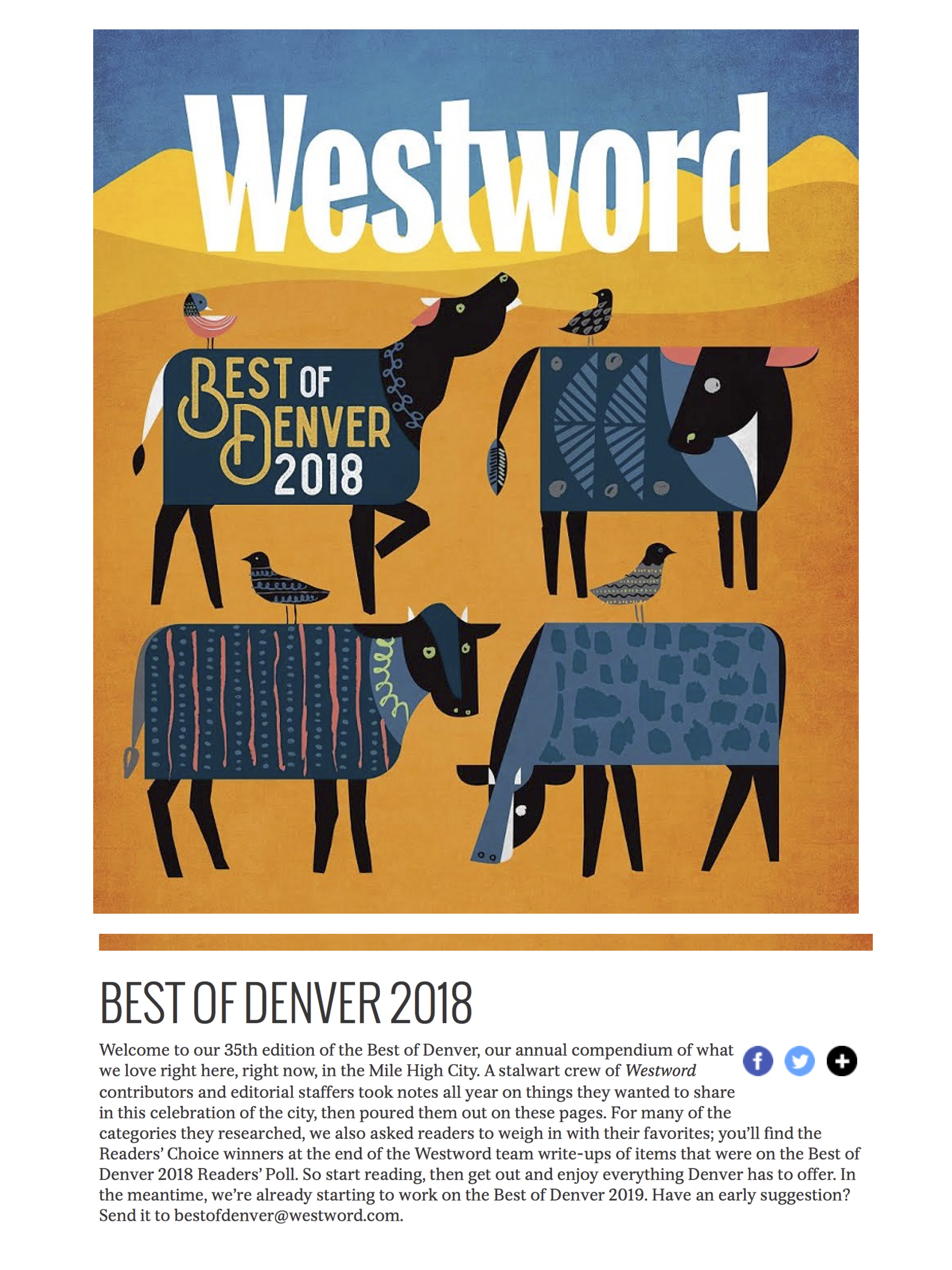 Westword Best of Denver 2018 Magazine Cover