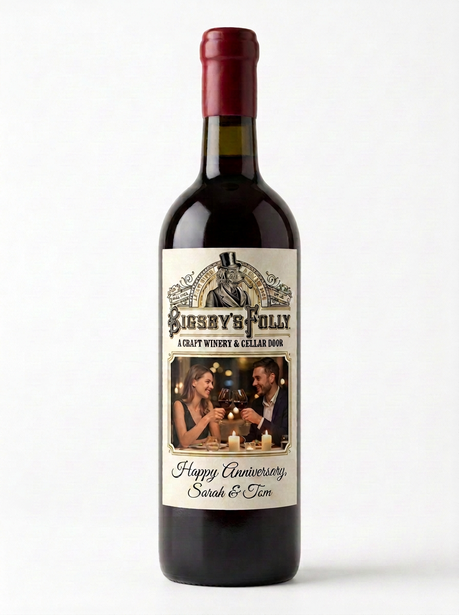 Bigsby's Folly custom labeled bottle — Anniversaries & Toasts